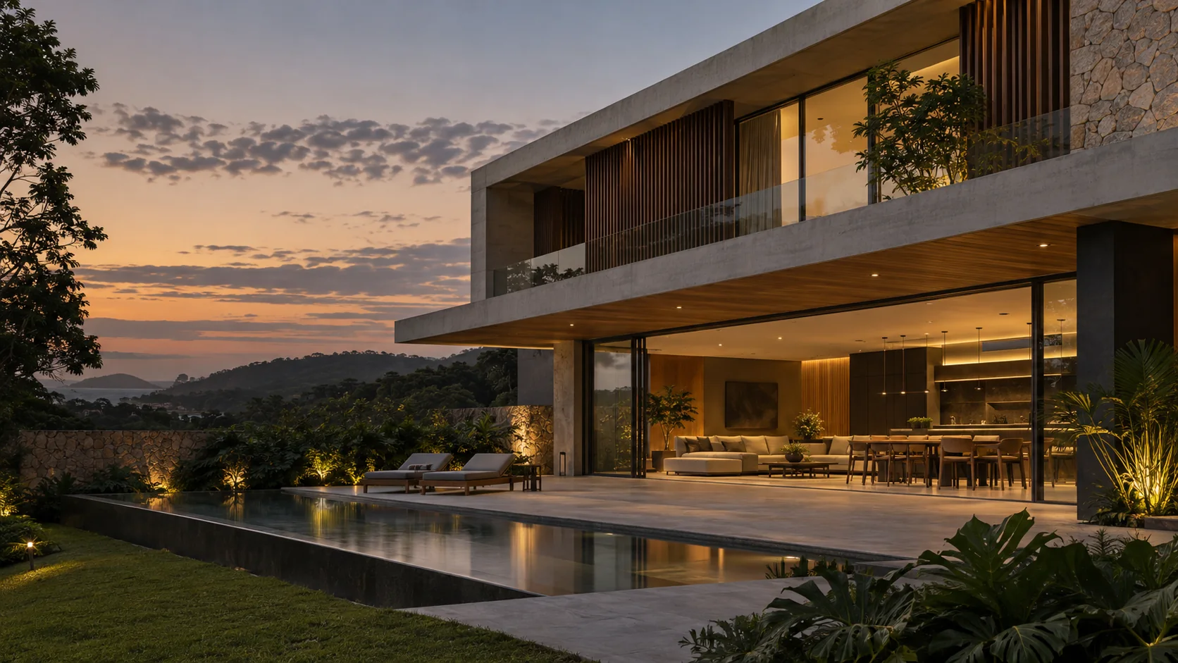Arquitetura residencial contemporânea em tons naturais